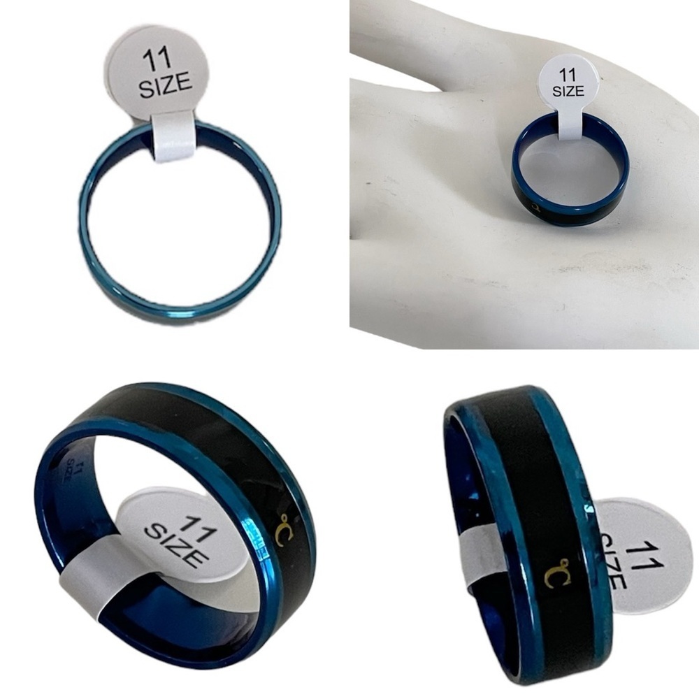 Men’s Celsius Body Temperature Blue and Black Ring Size 11